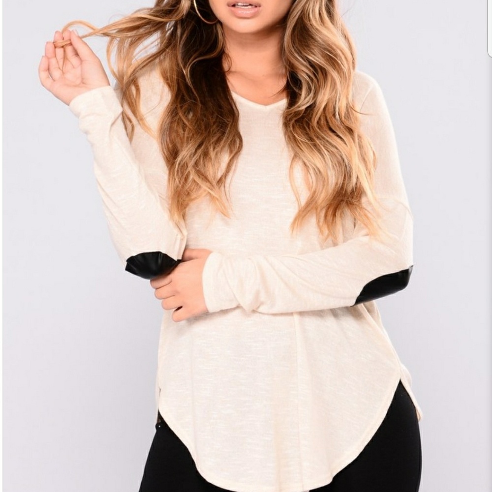 Long sleeve patched elbow sweater